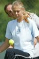 Maria Sharapova at Wimbledon 2004, warming up